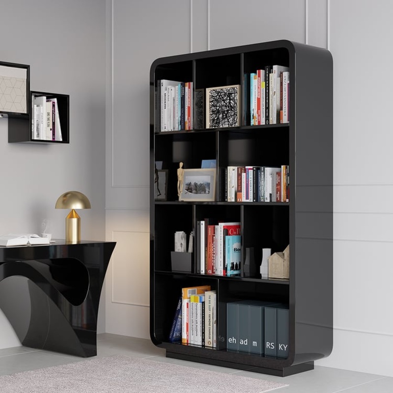Chicent 78.7″ Modern Black Bookshelf 4-Tier Standard Bookcase with Rich Storage
