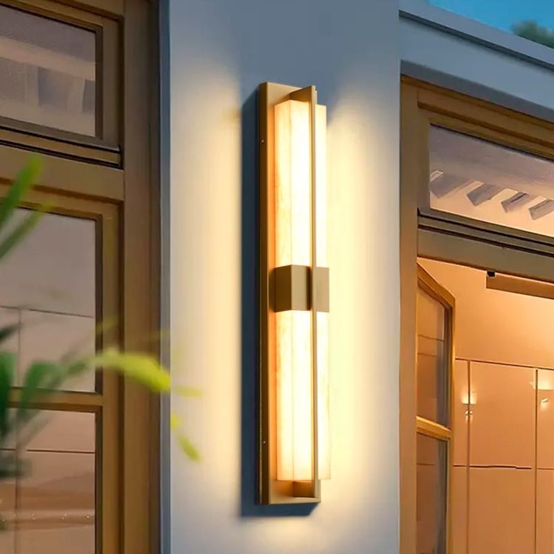 31″ Gold LED Outdoor Wall Lighting Set of 2 Waterproof IP65 Outside Wall Sconce