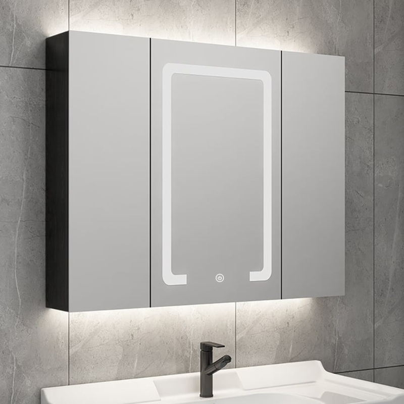32″ Modern Wall-mounted LED Lighted Bathroom Medicine Cabinet Vanity Mirror with Storage