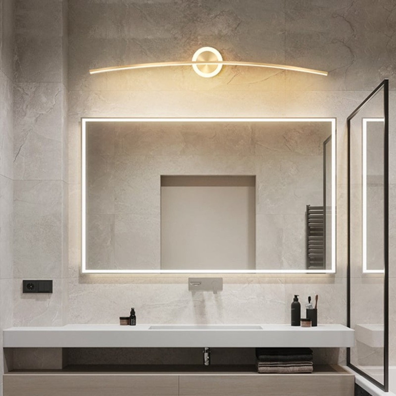 Gold Bathroom Vanity LED Wall Light Modern Wall Sconce with White Silicone Shade