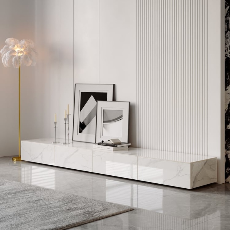 87″ Sintered Stone TV Stand with 4 Drawers