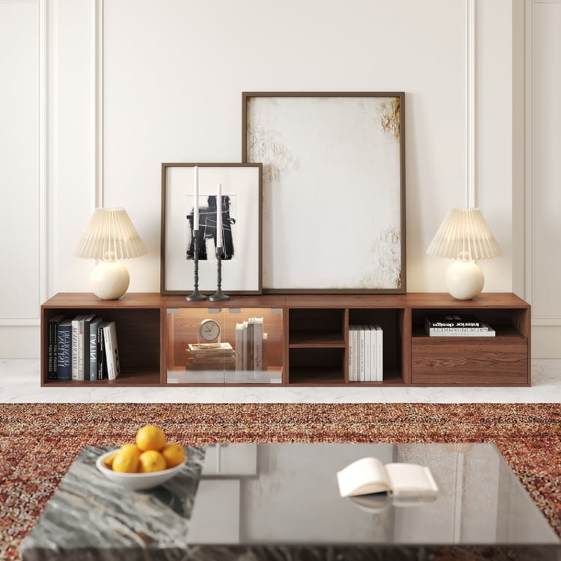 94.5″ Walnut Modular TV Stand with Storage