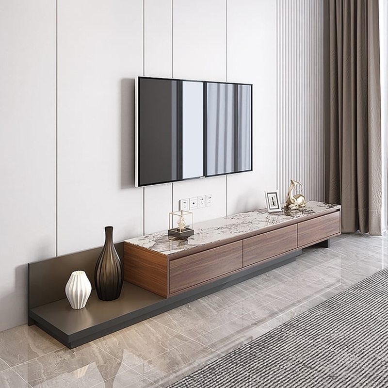 Fero Sintered Stone Extendable TV Stand with 3 Drawers(79″-142″)