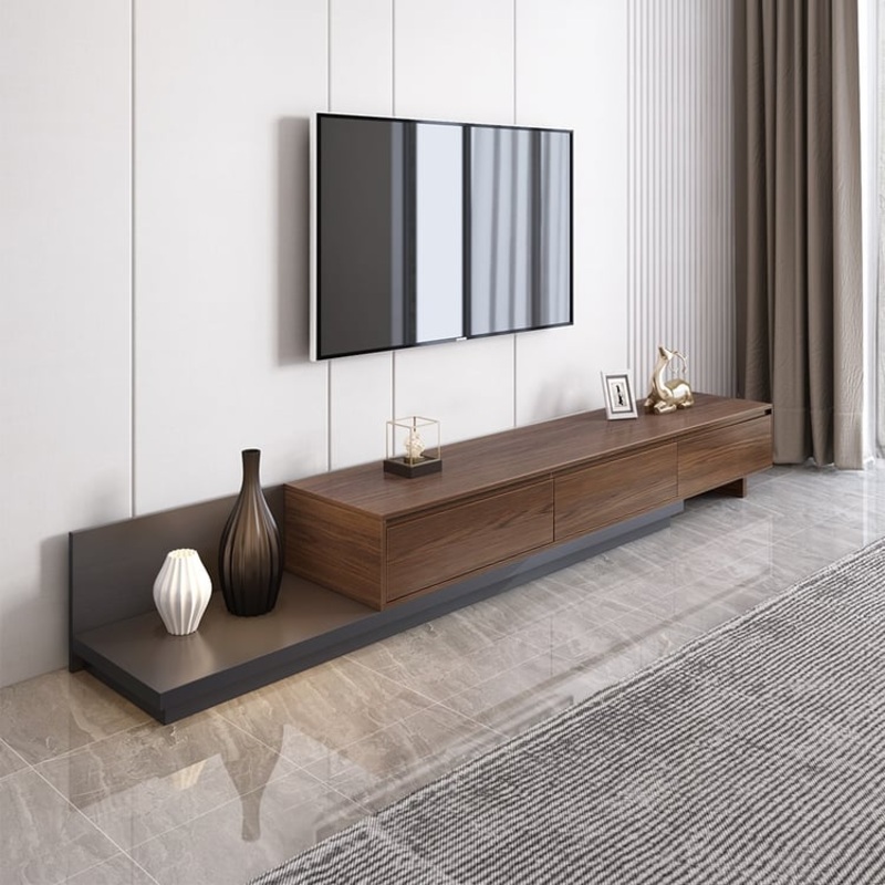 Fero Walnut Extendable TV Stand with 3 Drawers(79″-142″)