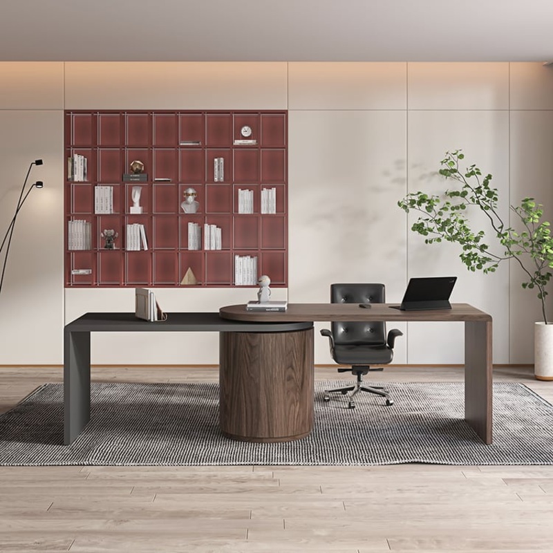 L Shaped Desk with Drawers, 59.8″ Modern Rotatable Executive Office Desk