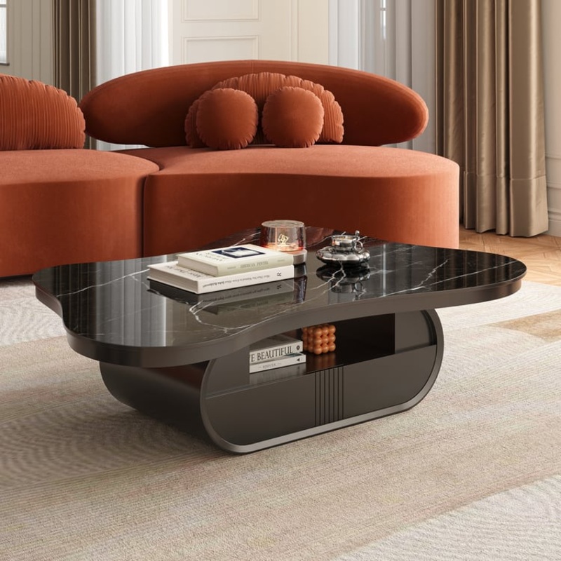 51″ Irregular Cloud Sintered Stone Coffee Table with Storage