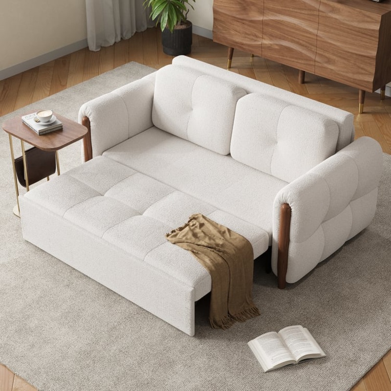 63″ Boucle Folding Sofa Bed – Queen Size Sleeper