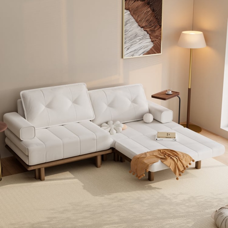 79″ Leather Futon Bed 3-Seater with Rotating Tray