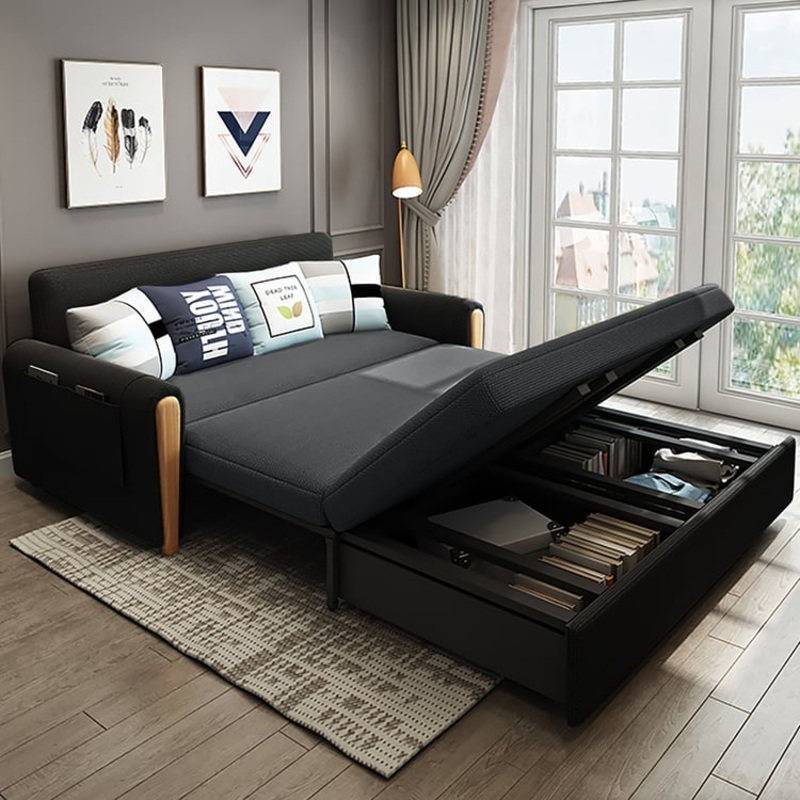 82″ Linen Sleeper Sofa 3-Seater