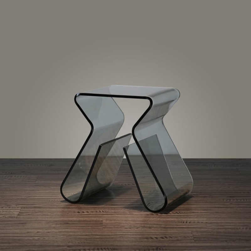 Stylish Side Table Acrylic Smoky Gray End Table with Storage Accent Table
