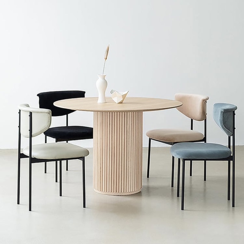 39.4″ Japandi Style Round Wood Dining Table Whitewash Seats 2-4 People