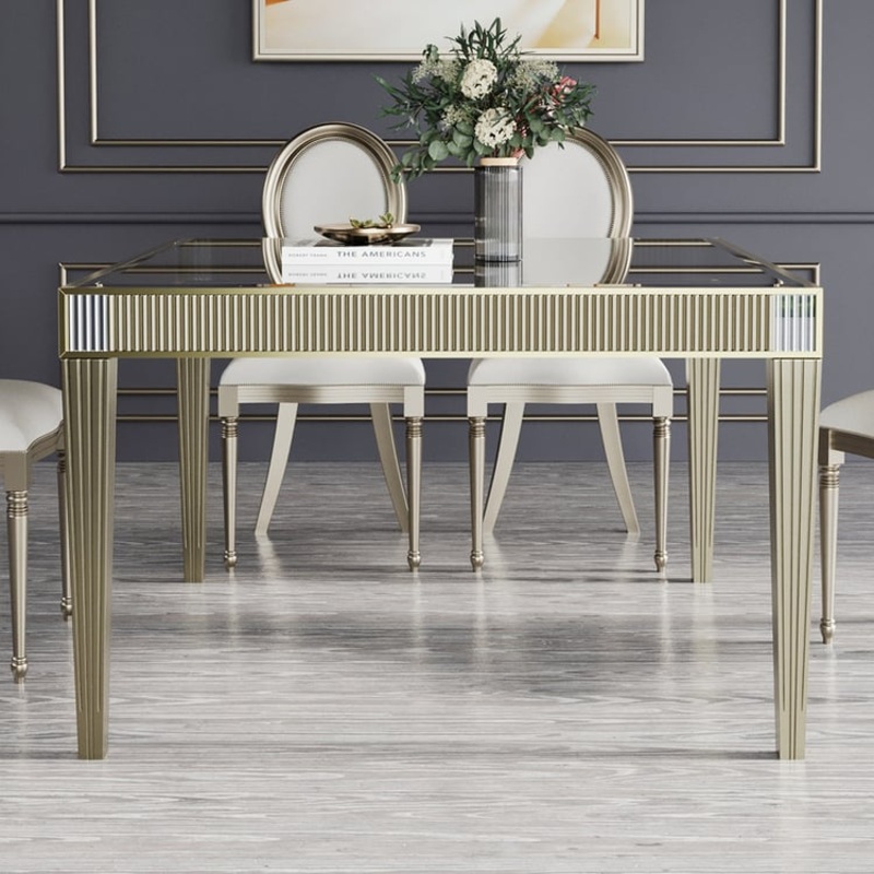 47.2″ Affordable Luxury Modern Square Glass Dining Table Seats 6-8 People