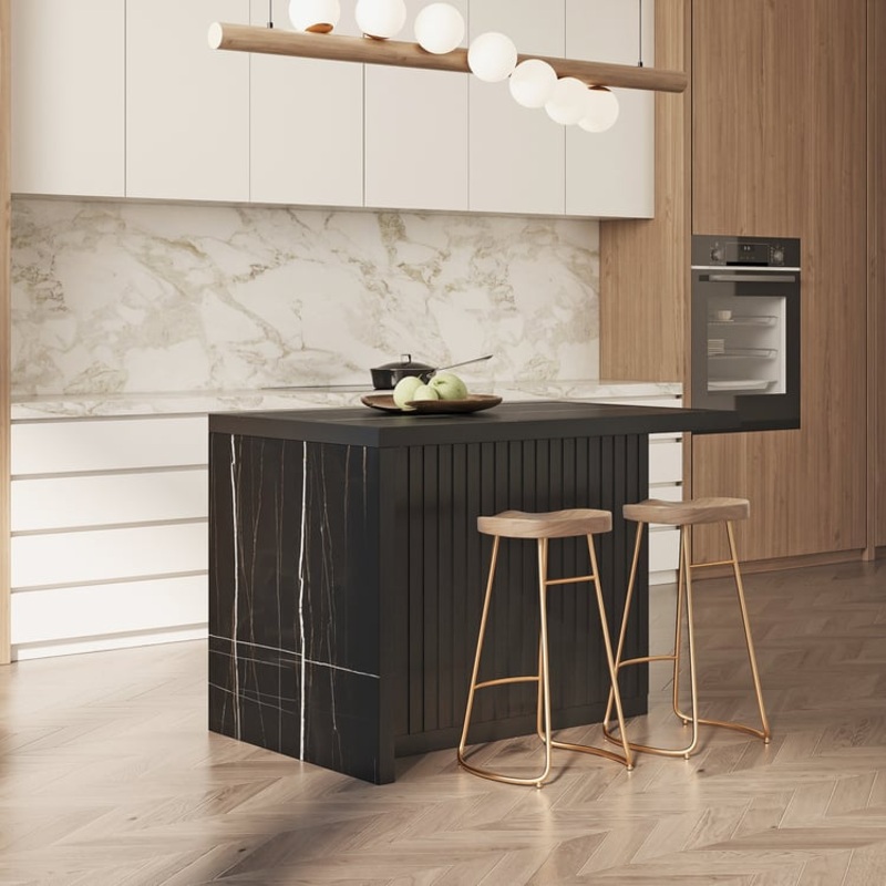 50″ Modern Style Laminate Kitchen Islands with Ample Storage Space Black