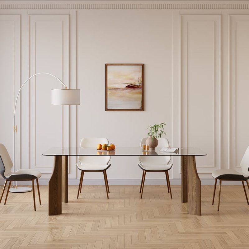 70.9″ Modern Rectangle Tempered Glass Dining Table Seats 6-8 People