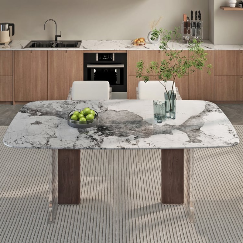 78.7″ Modern Rectangle Sintered Stone Dining Table Seats 4-6 People