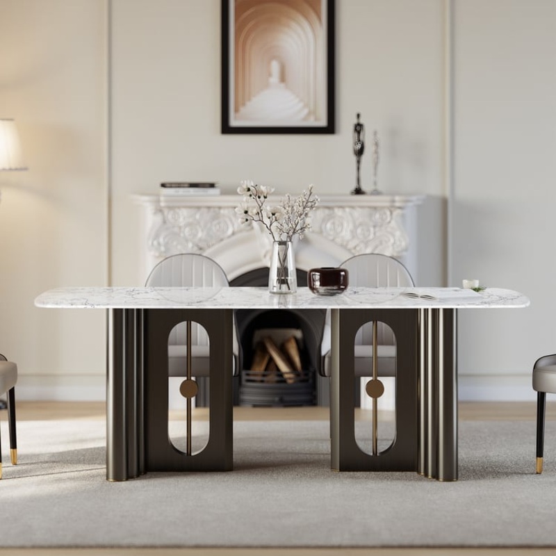 78.7″ Modern Rectangle Sintered Stone Dining Table Seats 6-8 People