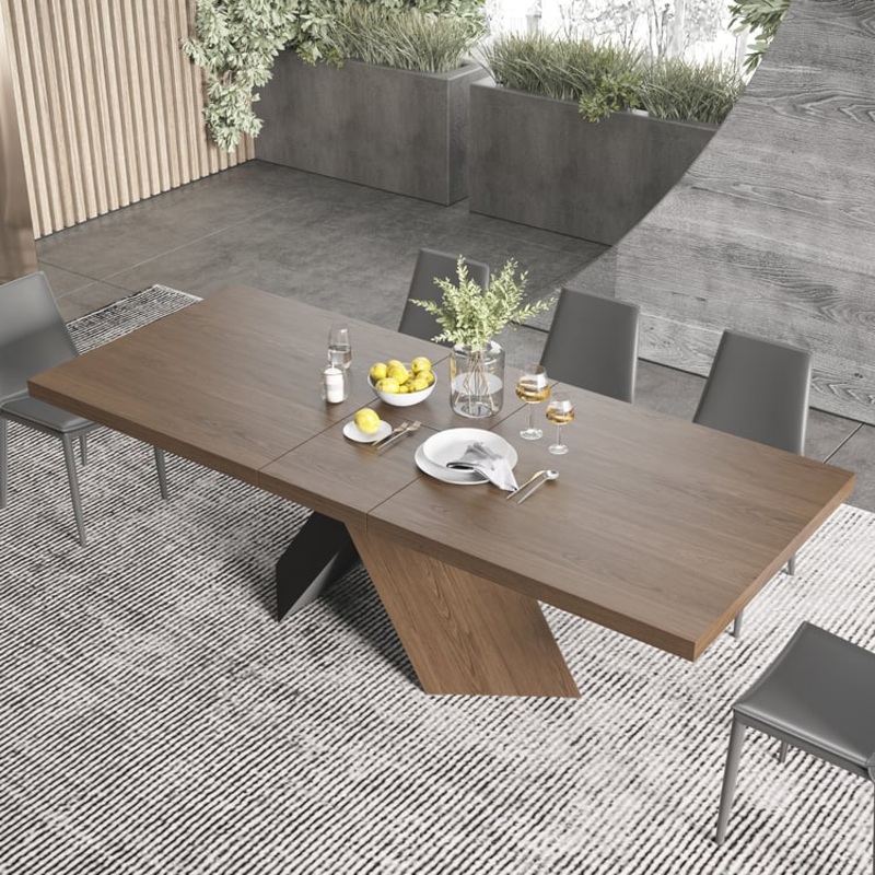 79''-95'' Farmhouse Extendable Walnut Dining Table Seats 6-10