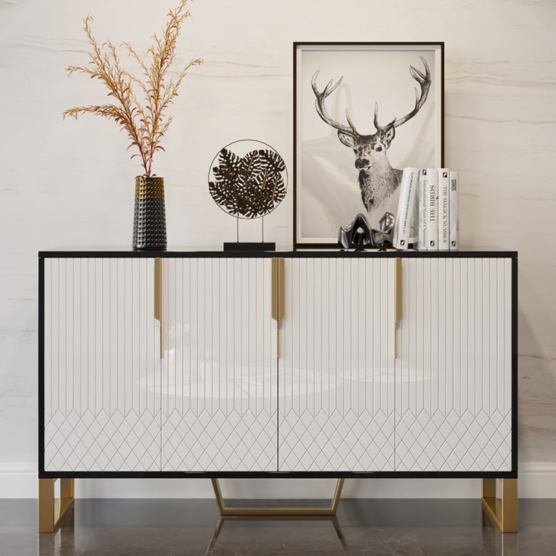 Aro Series 59.1″ Affordable Luxury Modern Wood Sideboards and Buffets White and Black