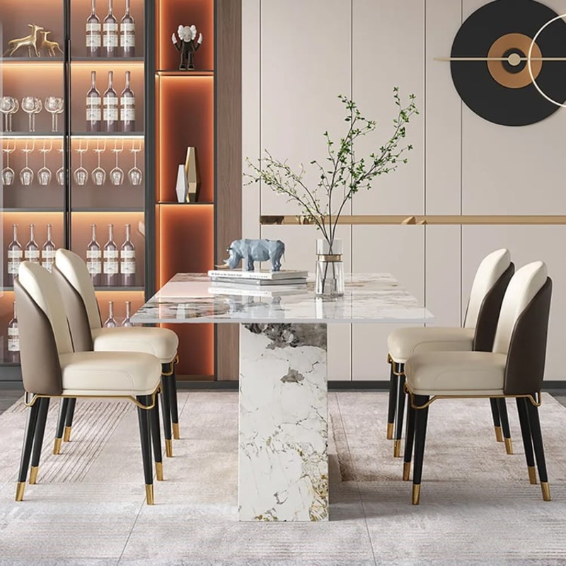 Dining Set 70.9″ Rectangle SinteredStone Dining Table with 6 Chairs