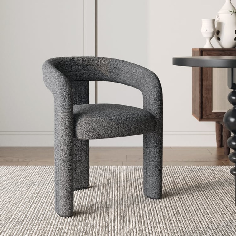 Modern Sherpa Dining Chairs Gray 4-Pieces