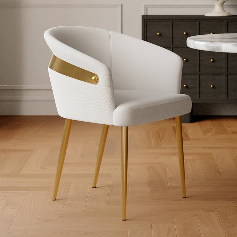 Set of 4 Modern Dining Chair with PU Leather Upholstery White