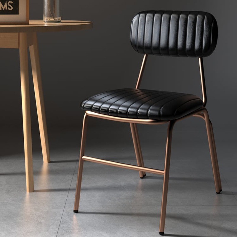 Set of 6 Modern Dining Chairs with Faux Leather Upholstery Black