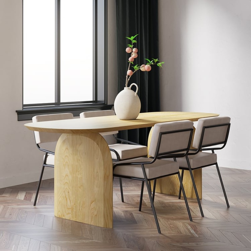 Tintica Series 78.7″ Japandi Style Oval Wood Dining Table Natural Seats 6-8 People