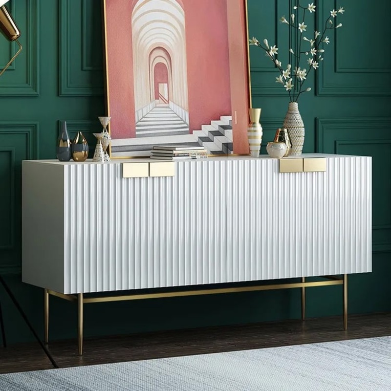 Twixer 59″ White Sideboard Buffet with Doors Accent Cabinet with Storage 4 doors