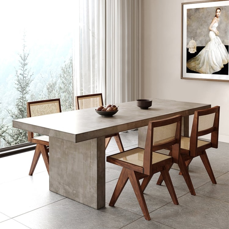 Upoak Series 70.9″ Farmhouse Rectangle Wood Dining Table Gray Seats 4-6 People