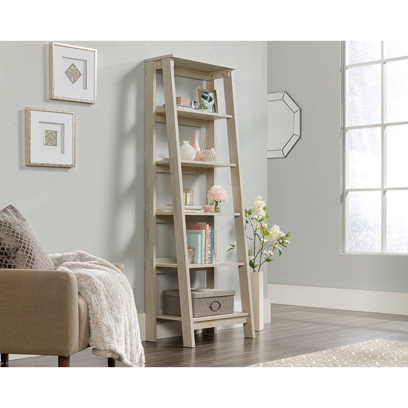 5-Shelf Trestle Display Bookcase Chalked Chestnut (424122)  Sauder