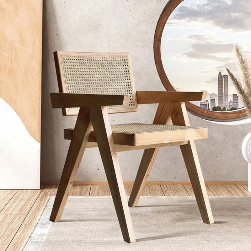 Archic Series Set of 2 Japandi Modern Folding Wood Dining Chairs Natural