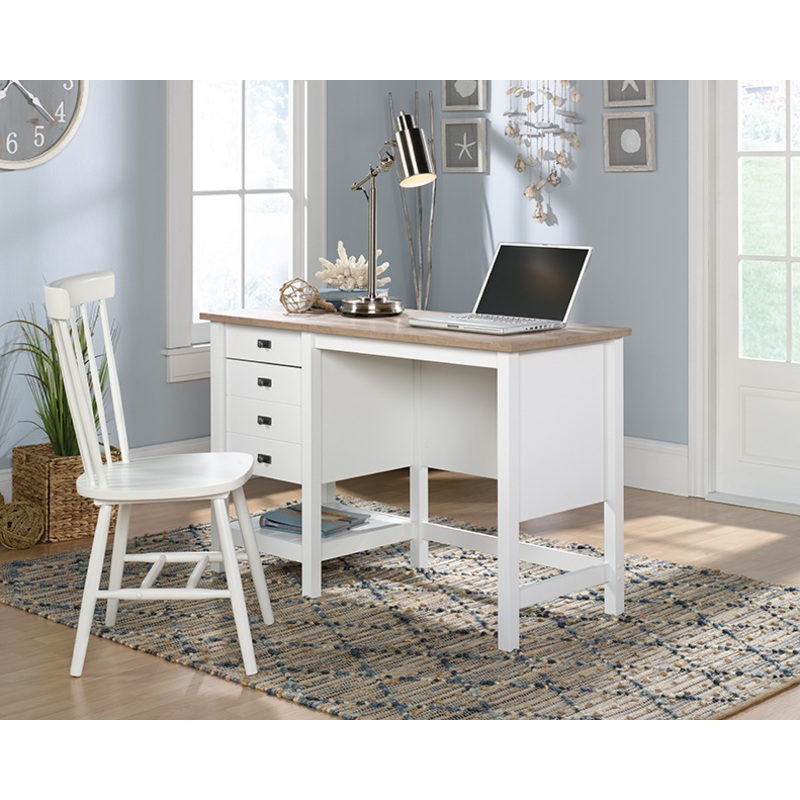 Cottage Road Single Pedestal Desk Soft White (427309)  Sauder