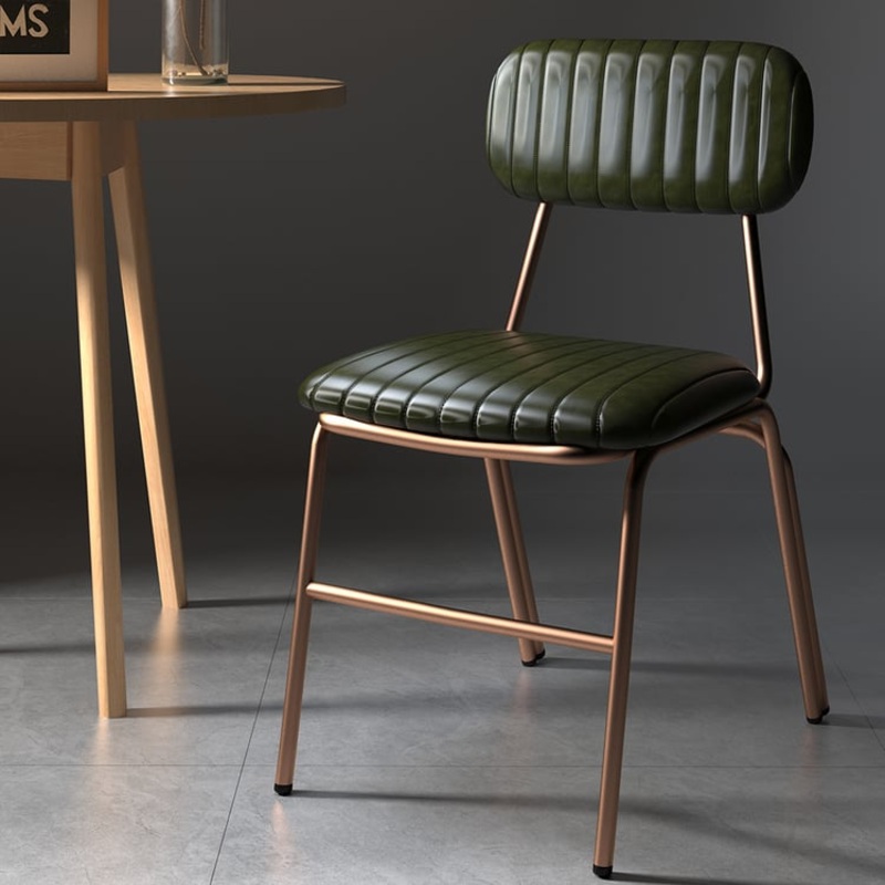 Set of 4 Modern Dining Chairs with Faux Leather Upholstery Green