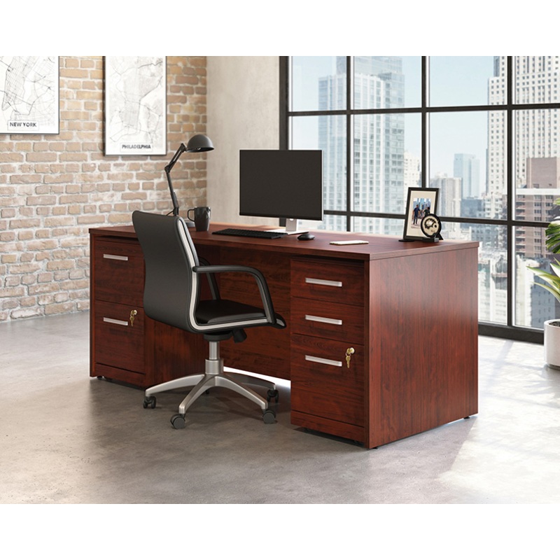 Affirm 72 Desk, 2-Drw Ped, 3-Drw Ped Classic Cherry (430211) – Sauder