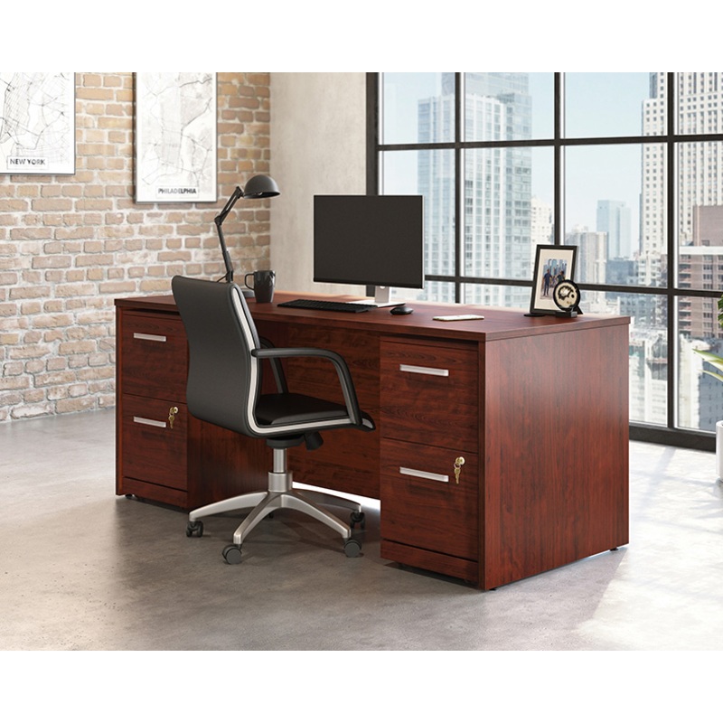 Affirm 72 Desk, 2-Drw Ped X2 Classic Cherry (430209) – Sauder