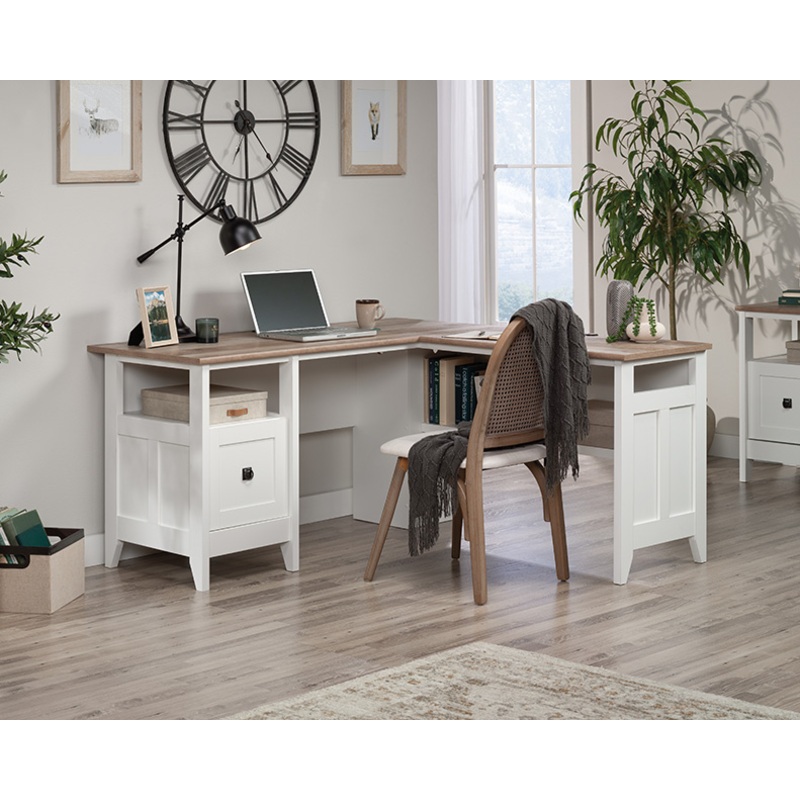 August Hill L-Shaped Home Office Desk Soft White (430758)  Sauder