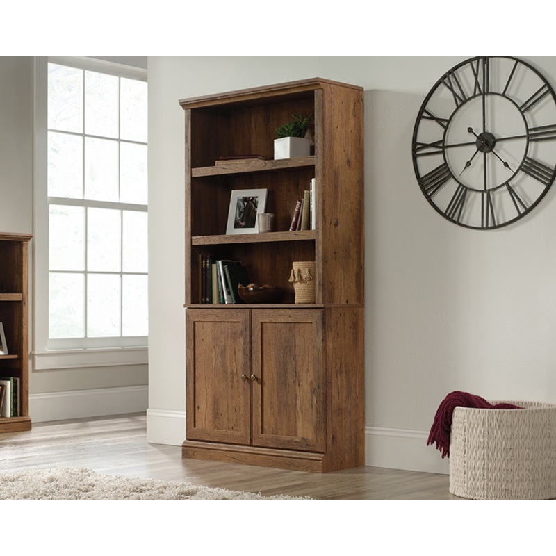 Sauder Select 5-Shelf Bookcase with Doors Vintage Oak (426417)  Sauder