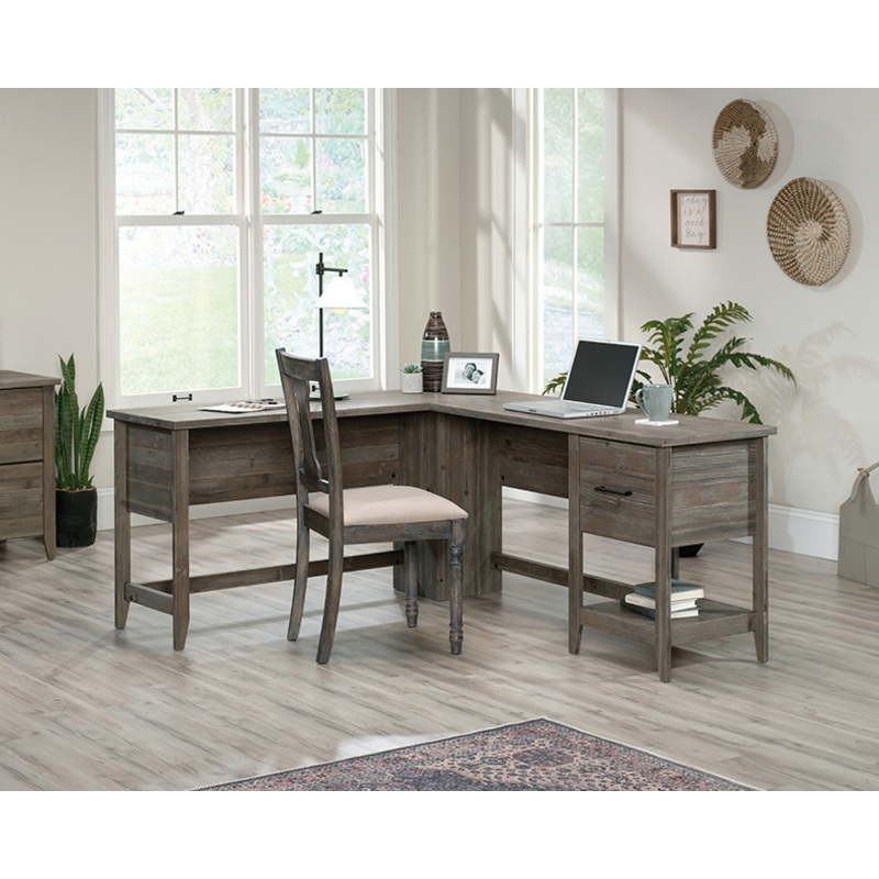 Summit Station L-Shaped Desk Pebble Pine (429319)  Sauder