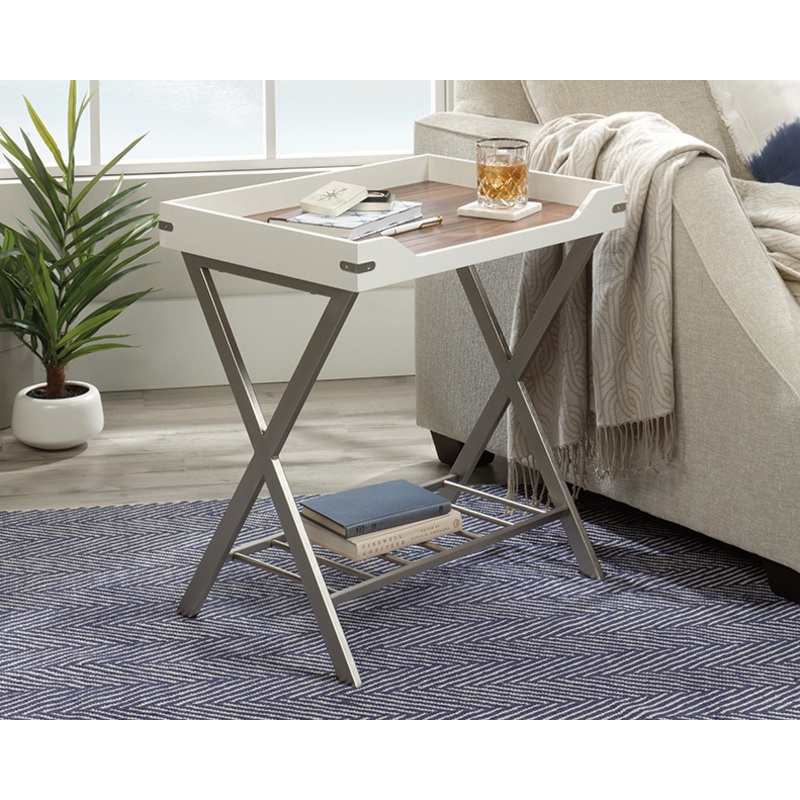 Vista Key Tray Top Side Table Pearl Oak (424180)  Sauder