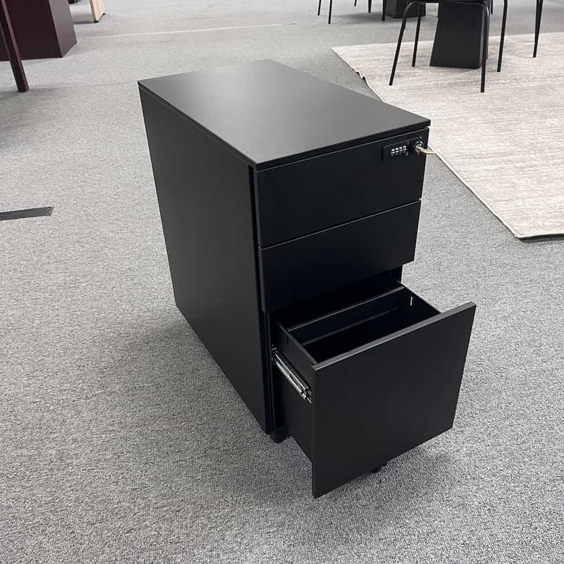 12″ W x 23.5″ H Black Metal Rolling Vertical 3 Drawer File Cabinet – Box/Box/File Office Furniture Liquidations