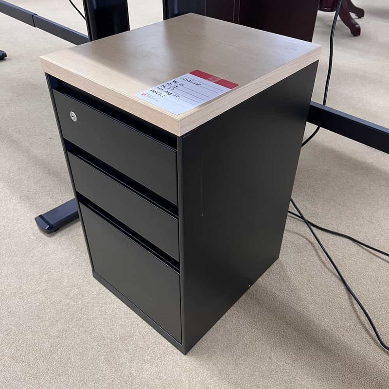 15″ W x 27″ H Steelcase Black Metal and Maple Laminate Vertical File Cabinet – Box/Box/File Office Furniture Liquidations