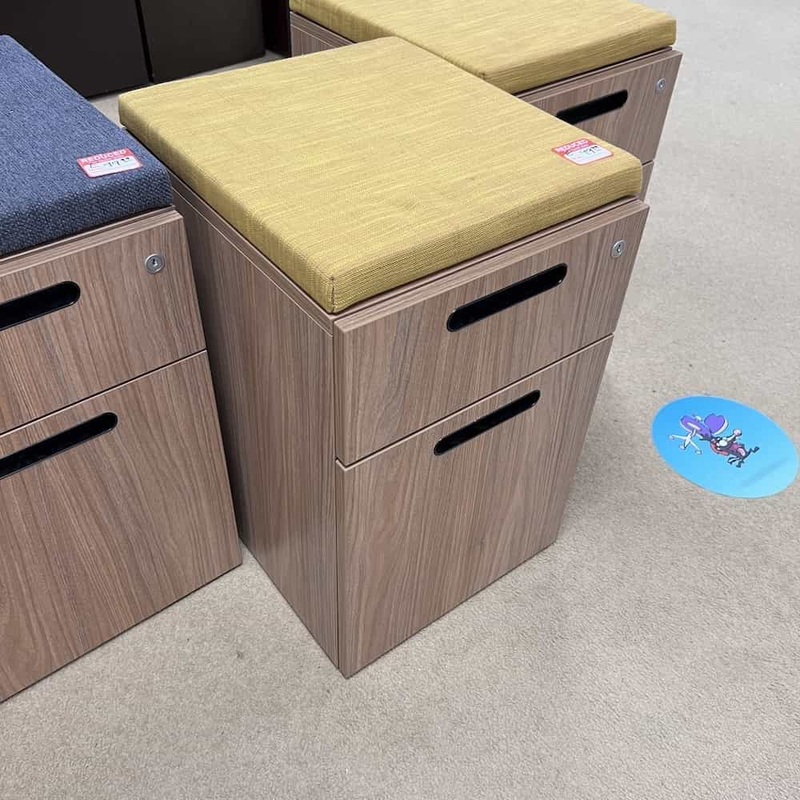 16″ W x 25″ H Teknion Yellow and Walnut Rolling Vertical Pedestal File – Box/File Office Furniture Liquidations