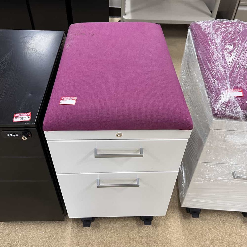 22″ High Allsteel Pink and White Padded Top Rolling Vertical Pedestal File – Box/File Office Furniture Liquidations