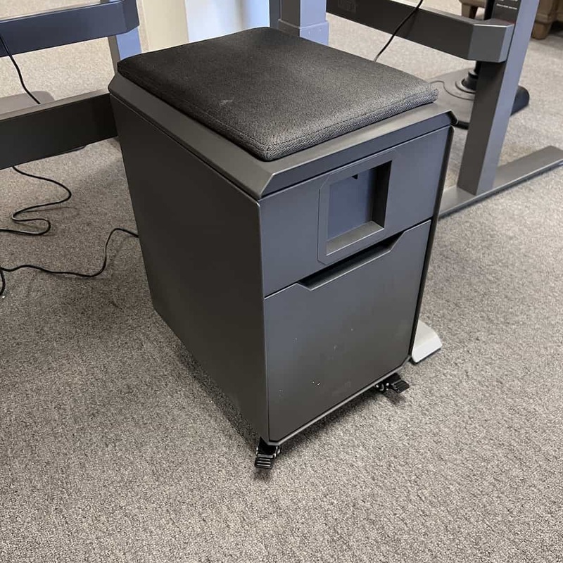 26″ VariDesk Grey Metal SlimCaddy Rolling Locker Seat – Cushion Seat Office Furniture Liquidations
