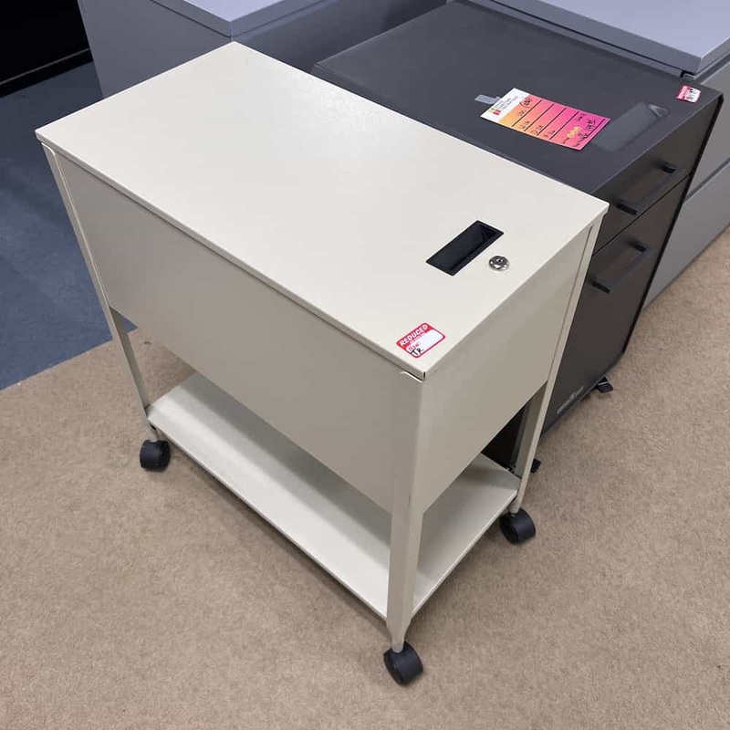 28″ High Tan Metal Rolling Office File with Flip Top Office Furniture Liquidations