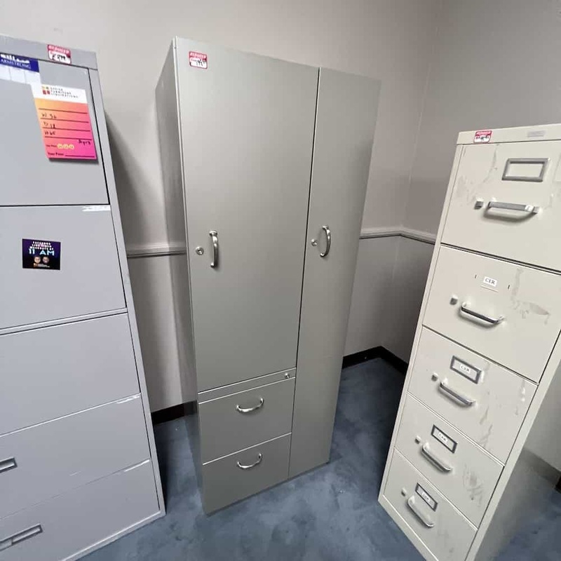 66″ High Steelcase Grey Metal Wardrobe Storage Cabinet with File/File Office Furniture Liquidations