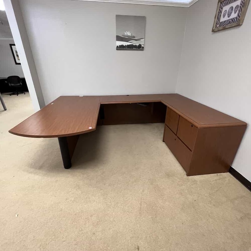 72″ Walnut U-Desk with with Combo File – Right Return Office Furniture Liquidations
