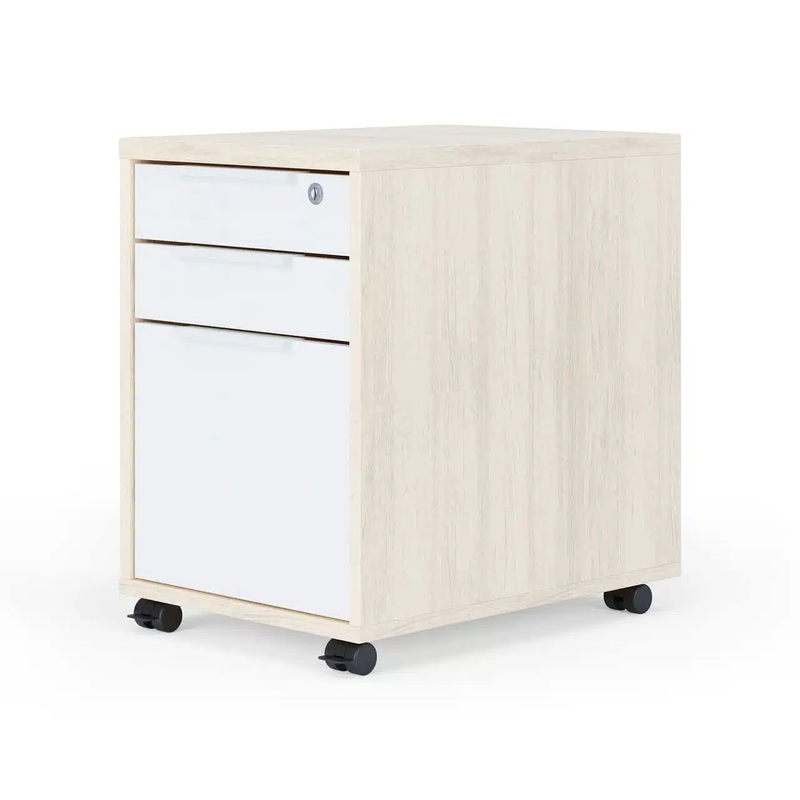 New – 16″ W x 23″ H Lucca Collection Mobile Pedestal, Box/Box/File – Cypress and White Office Furniture Liquidations