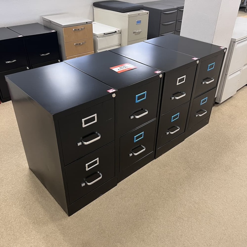 Subscriber Special – 15″ W x 29″ H Global Black Metal Vertical 2 Drawer File Cabinet – File/File Office Furniture Liquidations