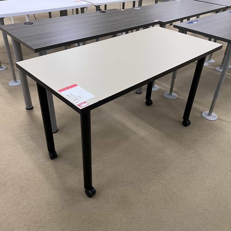 50″ x 24″ Beige and Black Mobile Training Table Office Furniture Liquidations